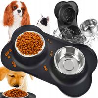 ANTYPOŚLIZGOWA MISKA PODWÓJNA DLA PSA KOTA SILIKONOWA PODKŁADKA POD MISKI