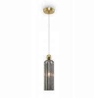 Lampa wisząca złota ze szklanym przyciemnionym owalnym kloszem Maytoni