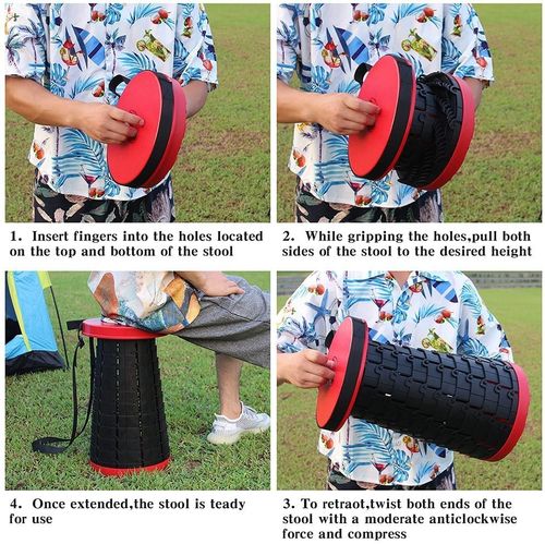 Przenośny stołek taboret składany czerwono-czarny Situp na Arena.pl