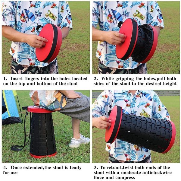 Przenośny stołek taboret składany czerwono-czarny Situp zdjęcie 13