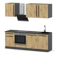 Meble Kuchenne Szare Z Drewnem Agata 2.2m Nowoczesne Kuchnia Modułowa