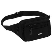 saszetka męska w czarnym kolorze zamykana suwakiem, jednokomorowa