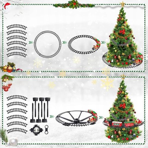 Pociąg świąteczny oświetlenie dźwięk KOLEJKA tory Lokomotywa + 4 wagony na Arena.pl