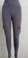 Spodnie Z WYSOKIM STANEM LEGGINSY z kieszeniami szare S/M bojówki