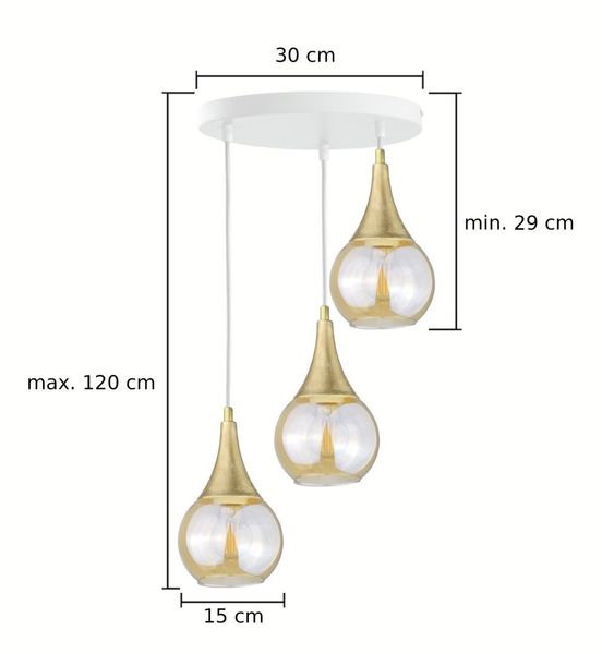 Lampa wisząca 3xE27 LACRIMA WHITE zdjęcie 3
