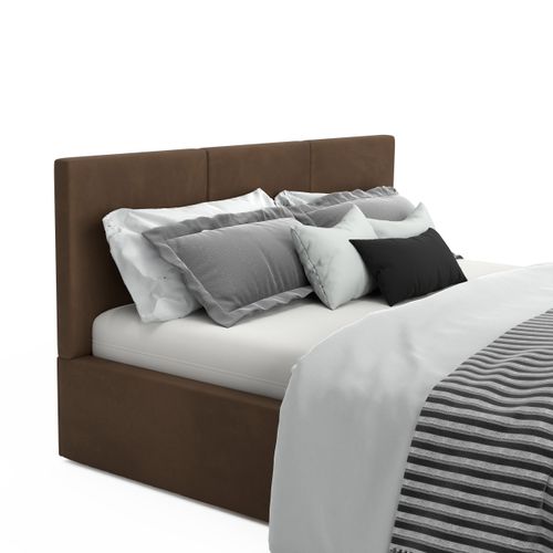 ŁÓŻKO TAPICEROWANE DO SYPIALNI 120x200 ŁÓŻKO PODWÓJNE Z POJEMNIKIEM BRĄZOWE na Arena.pl