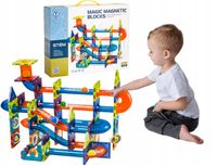 Klocki magnetyczne MalPlay zestaw 96 elementów tor kulkowy 3+