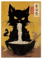 Plakat cyfrowy do wydruku ramen kot