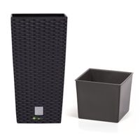 Doniczka wysoka wkład rattan 20x20x37,6 cm antracytowy