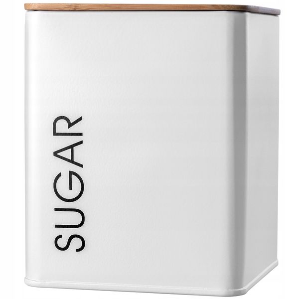 POJEMNIK Z POKRYWKĄ PUDEŁKO BIAŁE NA CUKIER zdjęcie 1