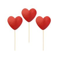 Pikery do babeczek czerwone serduszka, 6 szt.