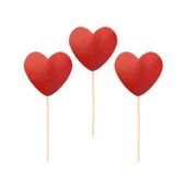 Pikery do babeczek czerwone serduszka, 6 szt.