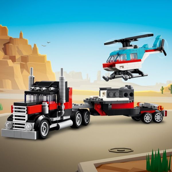 LEGO Creator 3 w 1 31146 Ciężarówka z platformą i helikopterem zdjęcie 14