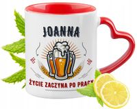Dla Joanny Kubek Czerwony Z Uszkiem W Kształcie Serca Na Prezent