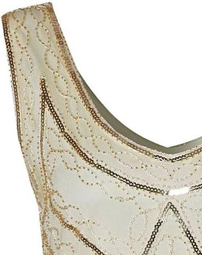 Sukienka Cekinowa z Frędzlami Lata 20 Wielki Gatsby Biała XXL Wieczorowa na Arena.pl