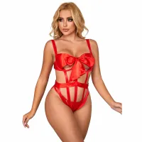 subblime body 954475 czerwone ażurowe l/xl z dekoracyjną kokardką