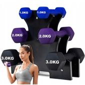 Hantle x6 - Zestaw 12kg ZE STOJAKIEM NEOPRENOWE FITNESS PILATES HANTELKI