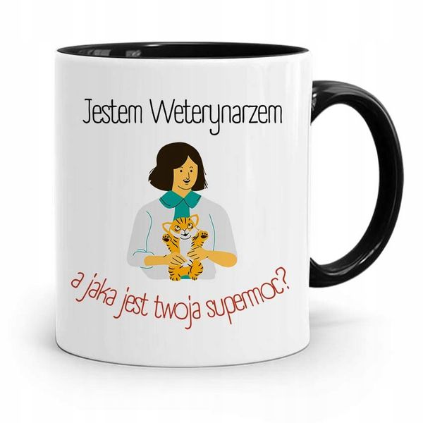 Kubek Czarny Dla Weterynarza Jestem Weterynarzem Z Nadrukiem Ze Zdjęciem zdjęcie 1