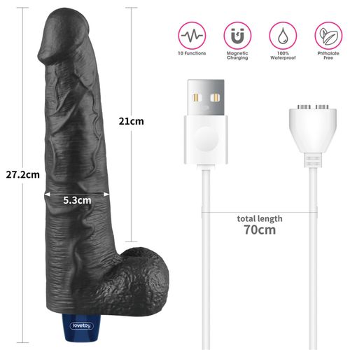10.5" Real Softee Rechargeable Tpe Vibrating Dildo(Black) na Arena.pl