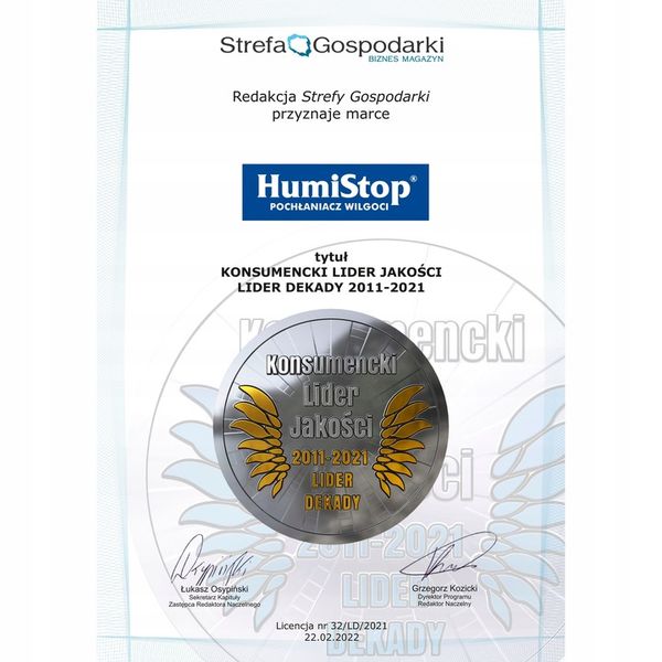 HUMISTOP WKŁAD ZAPAS DO POCHŁANIACZA WILGOCI X 5 + ODKAMIENIACZ GRATIS zdjęcie 11