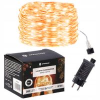 LAMPKI DRUCIKI 300 LED 33m ZEW/WEW MIKRO NA PRĄD 8 FUNKCJI CIEPŁE ZASILACZ