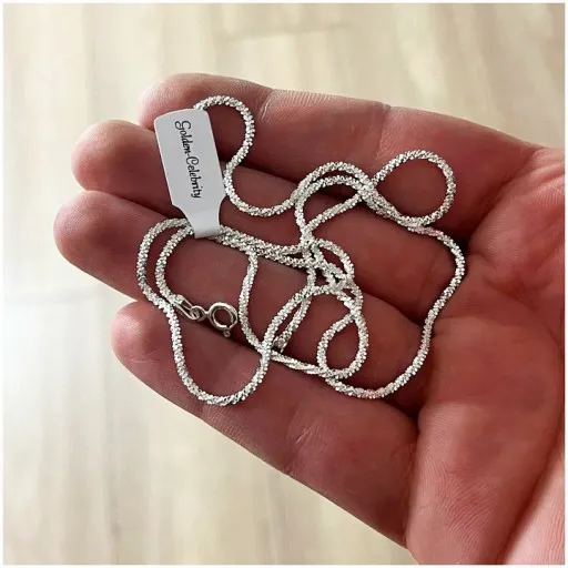 PIĘKNY SREBRNY NASZYJNIK ŁAŃCUSZEK DAMSKI 925 / LŚNIĄCY / SOLIDNY PREZENT zdjęcie 4