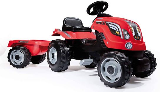 Smoby Traktor na pedały dla dziecka XL z przyczepą - Czerwony 710108