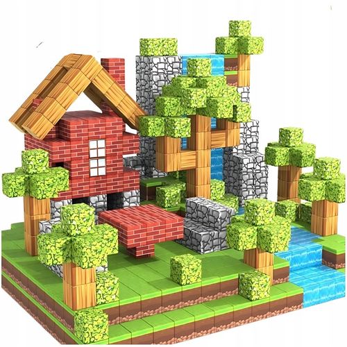 KLOCKI MAGNETYCZNE KLOCKI SZEŚCIANY 200 KLOCKÓW + 4 LUDZIKI KLOCKI PIKSELE na Arena.pl