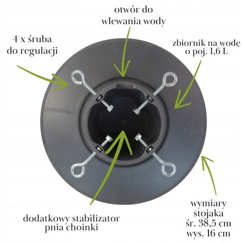 Stojak pod choinkę SREBRNY szary POJEMNIK na wodę 2,1m STABILNY plastik na Arena.pl