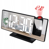 ELEKTRONICZNY ZEGAR LED CYFROWY Z PROJEKTOREM BUDZIK TERMOMETR LUSTRO 4W1