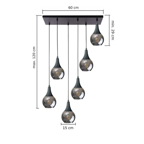 Lampa wisząca 6xE27 LACRIMA SMOKY BLACK na Arena.pl