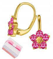 Srebrne kolczyki dla dziewczynki sztyfty wkrętki kwiatki srebro pozłacane