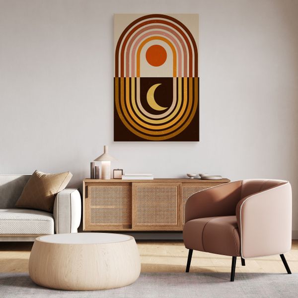 Obraz Do Sypialni Aztecki Księżyc Słońce Styk Boho Abstrakcja 80cm x 120cm zdjęcie 6