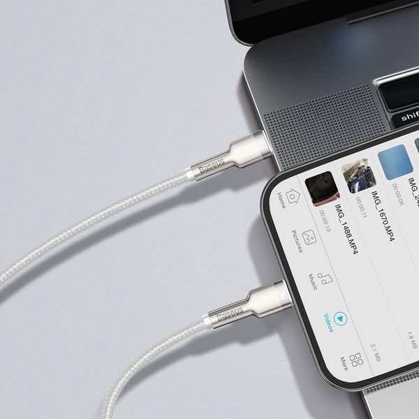 kabel usb-c do lightning baseus cafule, pd, 20w, 1m (biały) zdjęcie 10