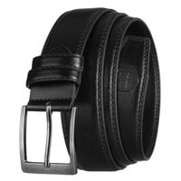 czarny, męski pasek ze skóry ekologicznej z tradycyjną klamrą - peterson 95