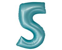 Balon foliowy cyfra "5" niebieski matowy, 76 cm