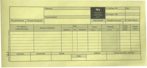 WZ - Wydanie Na Zewnątrz 1/3 A4 - PAPIRUS na Arena.pl