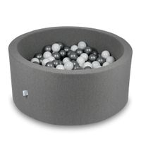 Suchy basen 90x40cm szary z piłeczkami 300szt (białe, srebrne)