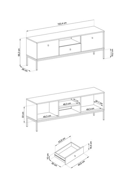 Beżowa szafka RTV Molly z szufladą i szafkami zdjęcie 7