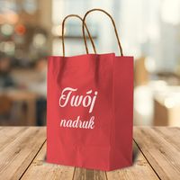 Czerwona torba papierowa 24 x 32 x 10 cm z Twoim nadrukiem