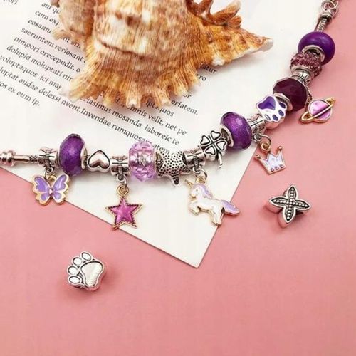 Zestaw Do Biżuterii Fiolet Komplet Koralików 68 Elementów Zestaw Kreatywny na Arena.pl