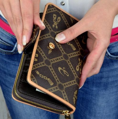 Portfel damski duży na zamek organizer brązowy na Arena.pl