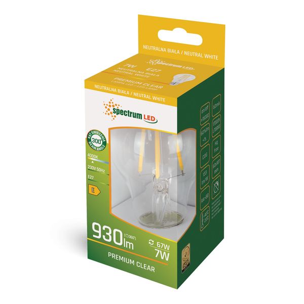 LED GLS E-27 230V 7W COG NW CLEAR SPECTRUM zdjęcie 2