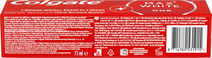 COLGATE MAX WHITE ONE PASTA DO ZĘBÓW WYBIELAJĄCA 75 ML zdjęcie 4
