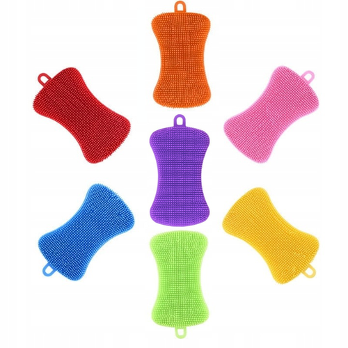 Myjka silikonowa ekologiczna gąbka zmywak kuchenny do mycia naczyń różowy na Arena.pl