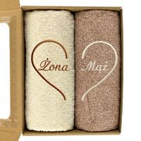 Zestaw Bawełnianych Ręczników z Haftem Prezent dla Pary Męża i Żony
