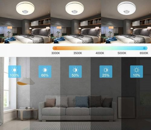 Lampa plafon LED RGBW GŁOŚNIK Bluetooth PILOT 33cm na Arena.pl