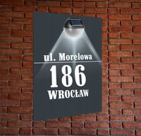 antracyt TABLICZKA ADRESOWA numer na dom dibond oświetlona pionowa 40x30