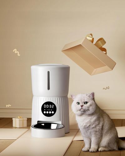 Automatyczny Podajnik Karmy Dla Kota Psa Dozownik Timer Miska 4L Biały na Arena.pl