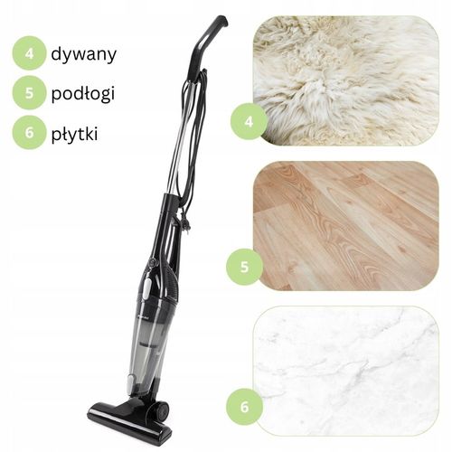 ODKURZACZ 2-w-1 RĘCZNY PIONOWY lekki MOCNY AKCESORIA filtr HEPA KAMILLE na Arena.pl